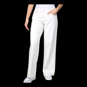 Indigo Rein White Denim Loose-Fit Jeans Wide Leg Cotton Juniors size 13 Mid Rise